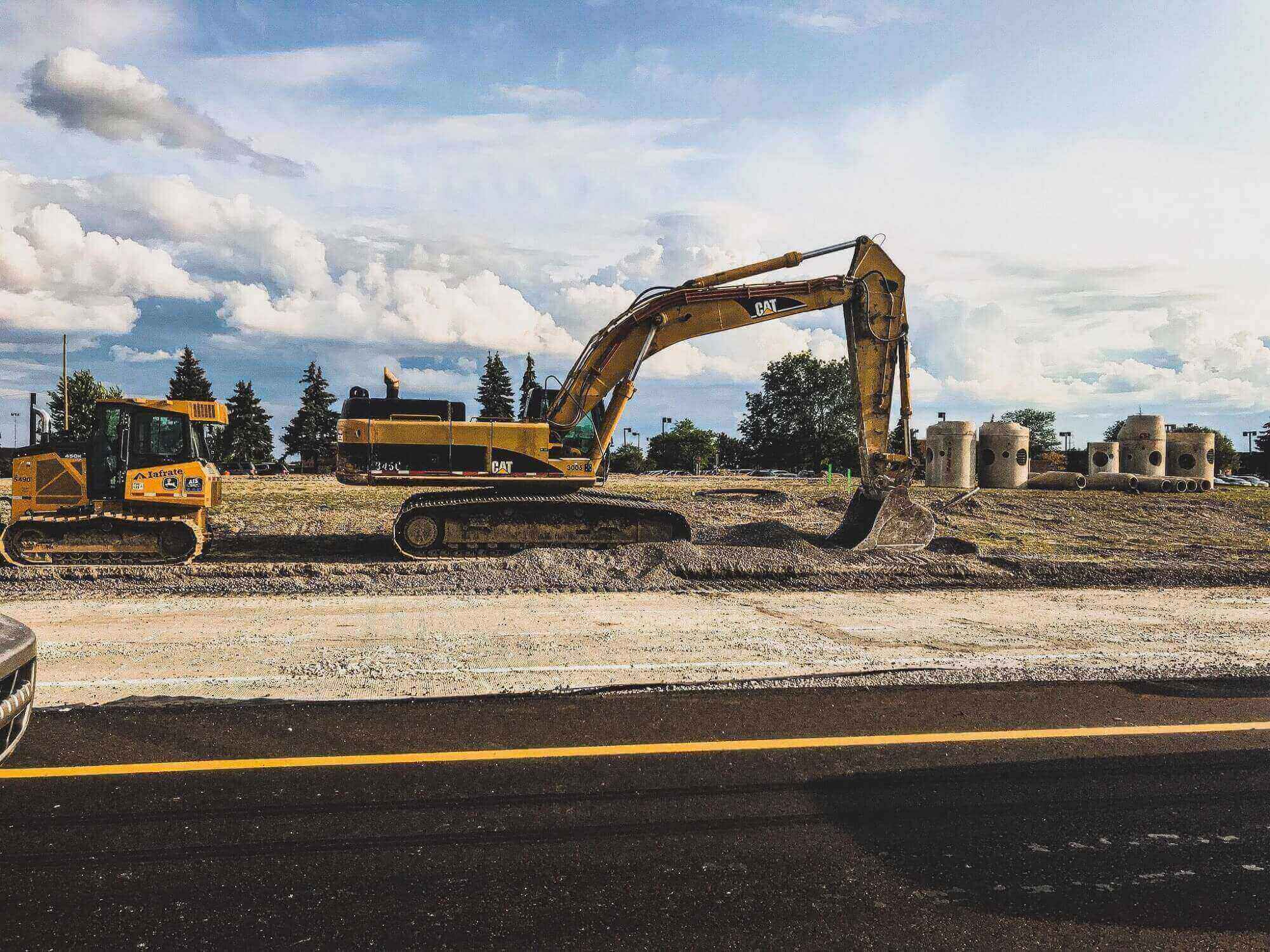 Construction site excavator