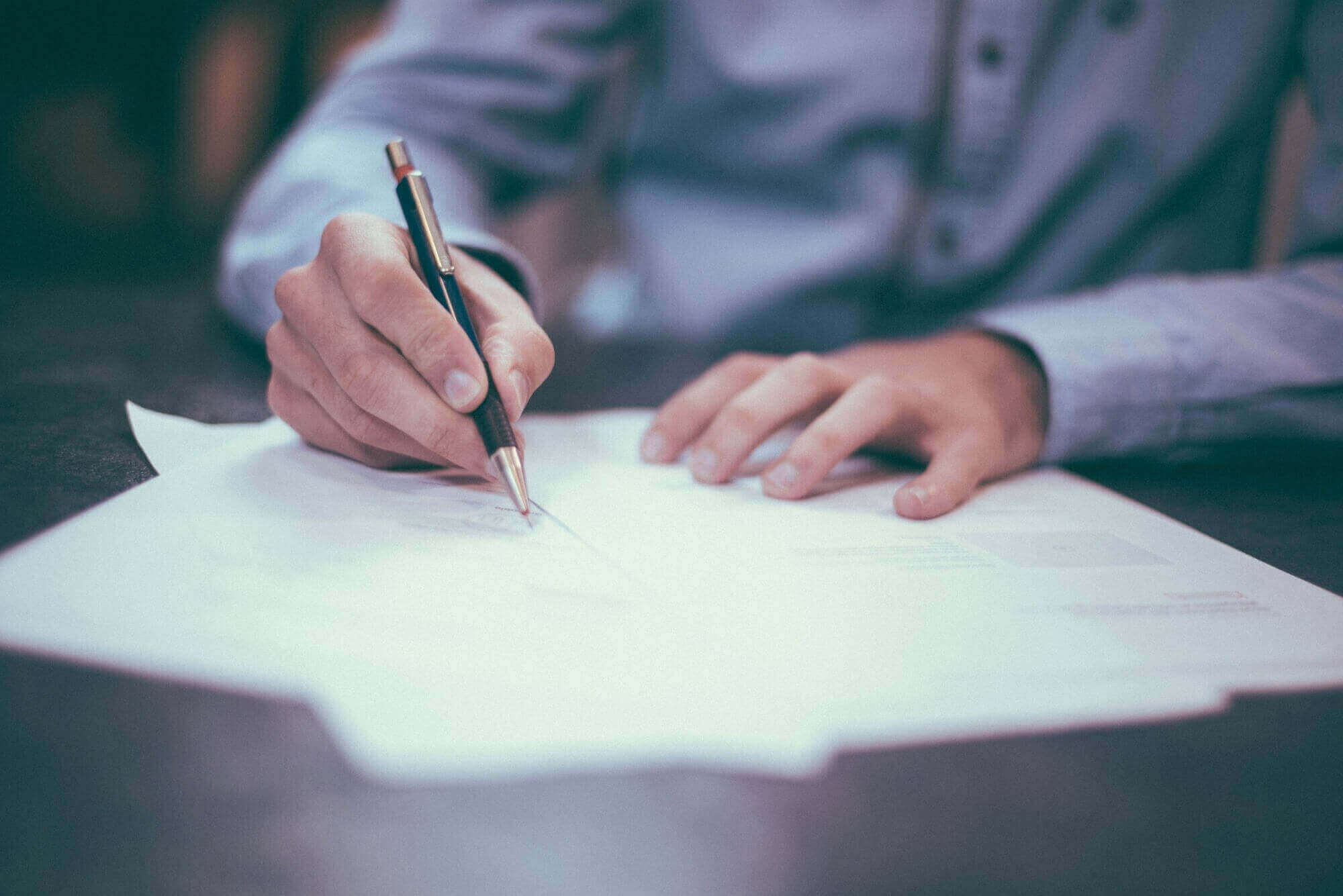 Writing Work Order on paper