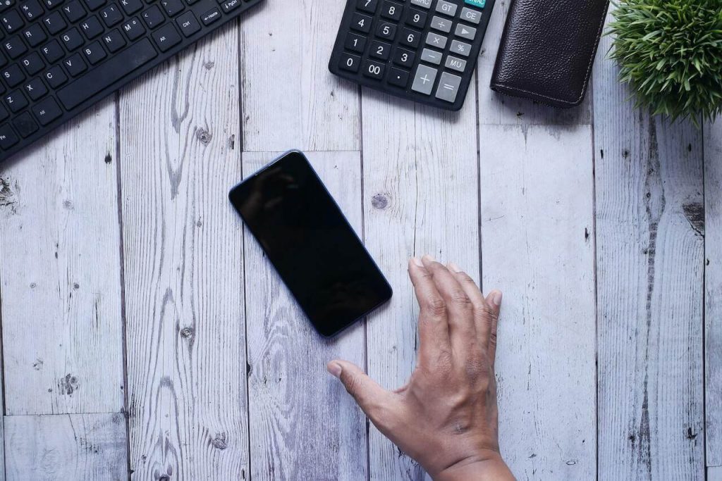 Smartphone on White Wooden Table