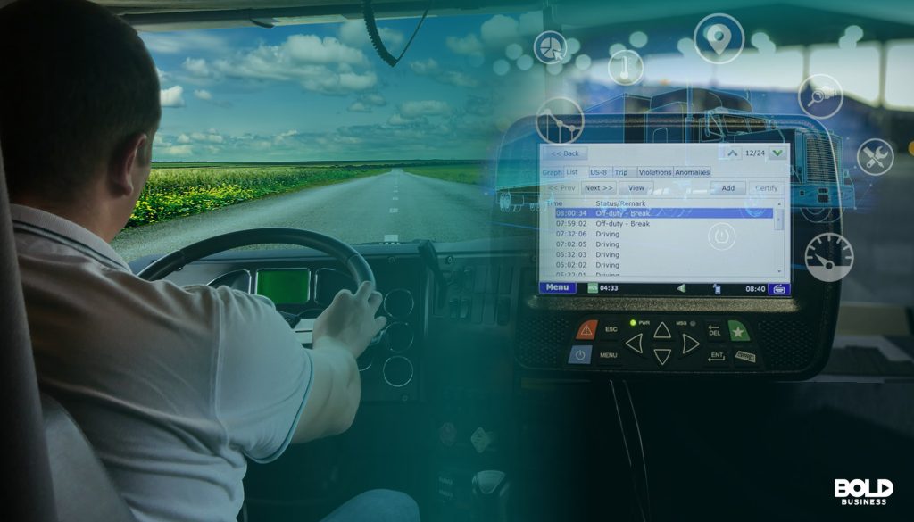 Man driving a truck and ELD