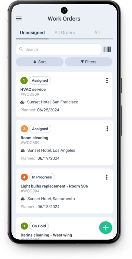 Work Order screen of WorkTrek mobile app