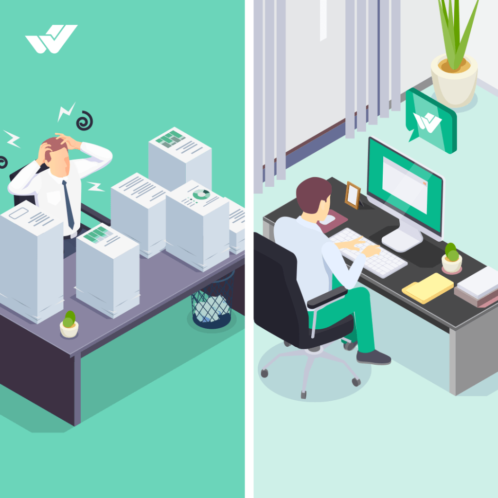 Illustration of a man in an office