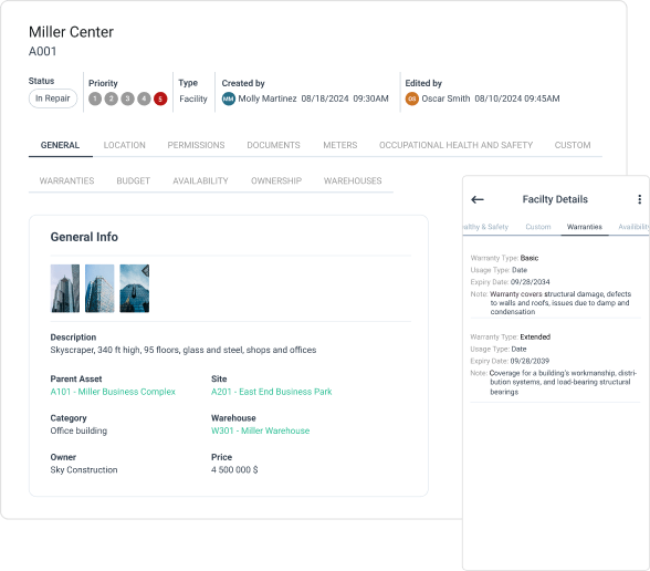 Asset management in WorkTrek app