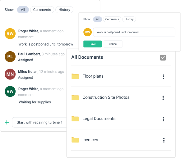 Work logs in WorkTrek app
