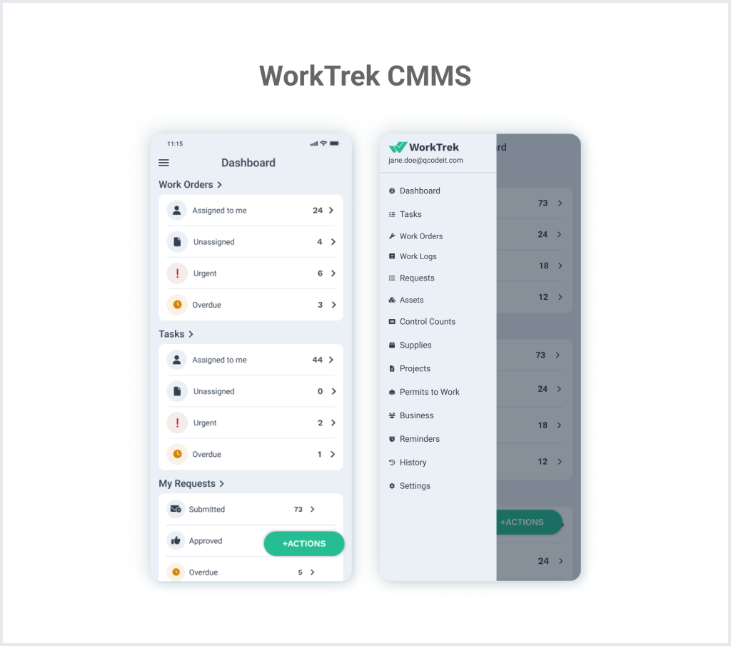 Mobile screen in WorkTrek mobile app