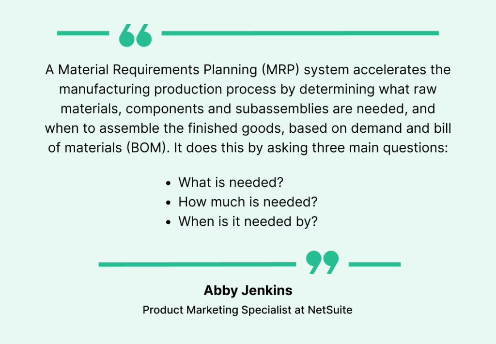 Quote on material requirement planning