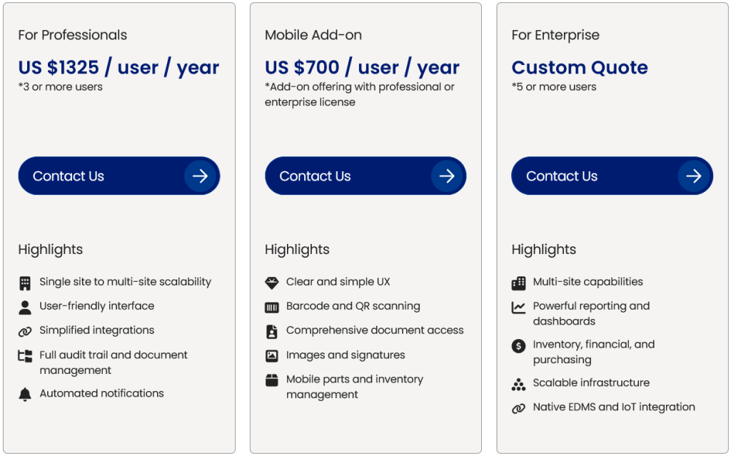 Maintenance Connection pricing plans