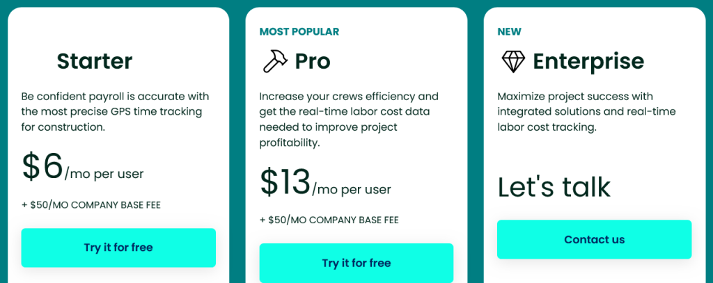 Workyard pricing plans