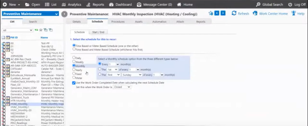 Maintenance Connection dashboard