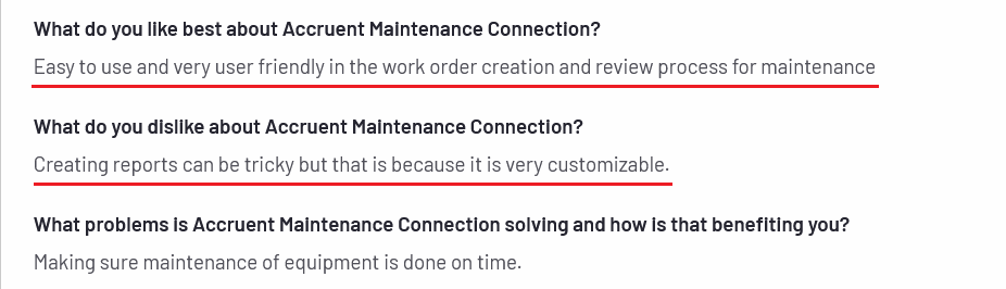 Maintenance Connection customer review on G2