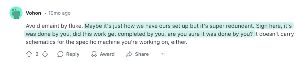 eMaint CMMS customer review on Reddit
