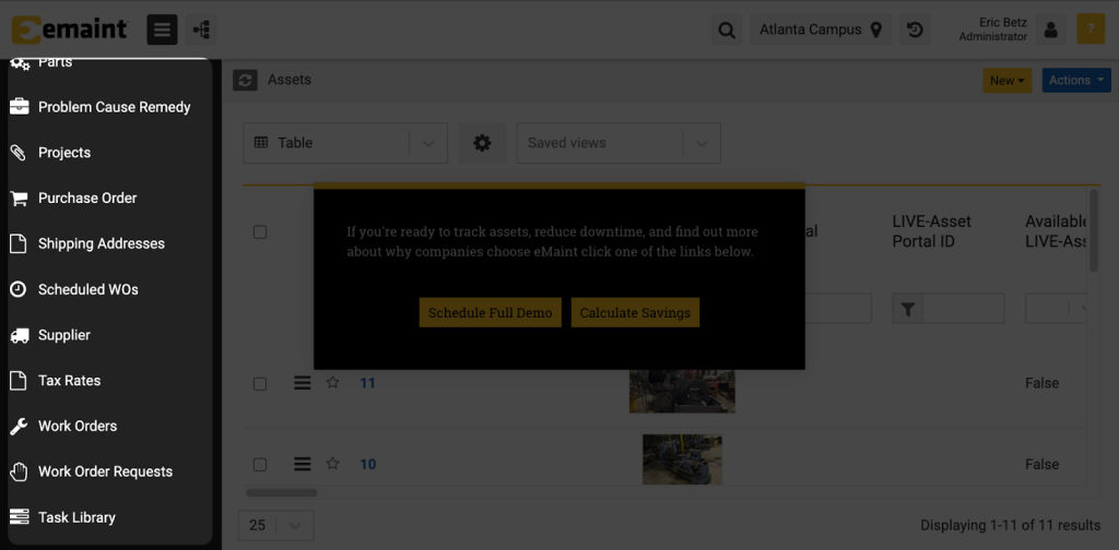 eMaint CMMS dashboard