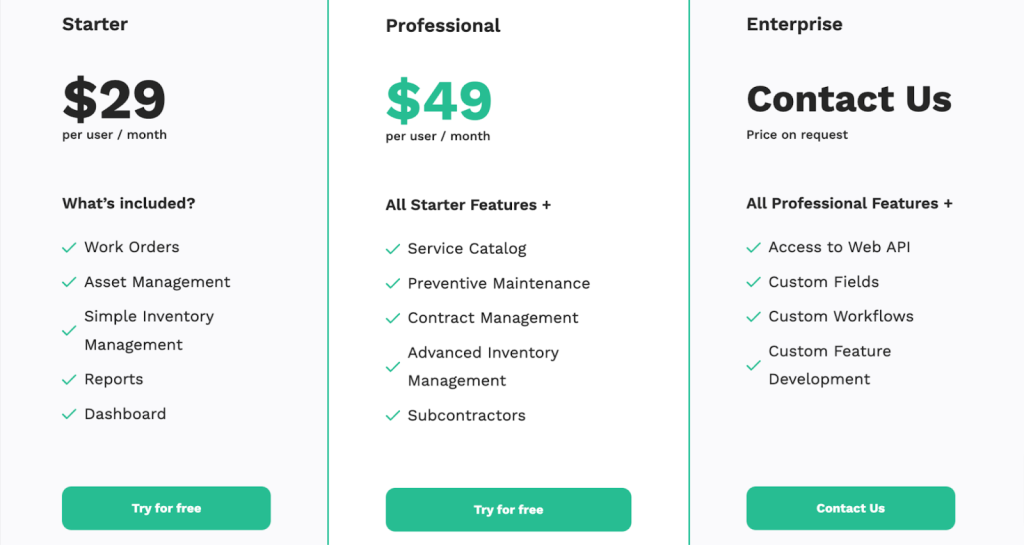 WorkTrek pricing plan