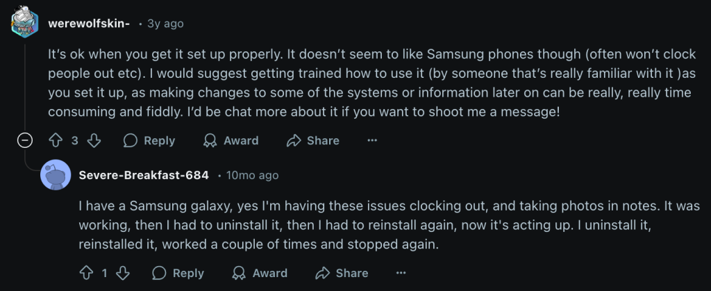 Customer review about Jobber on Reddit