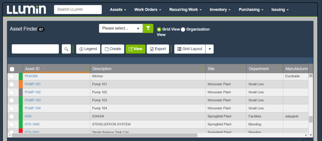LLumin dashboard