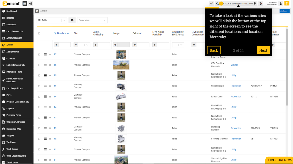 eMaint dashboard