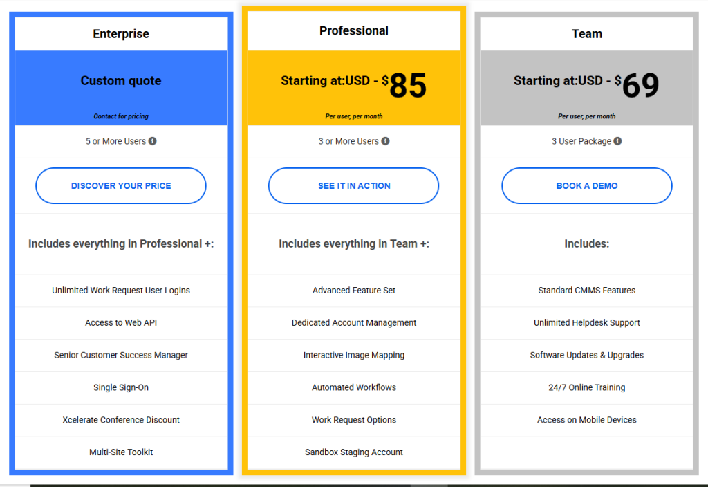 eMaint pricing plans