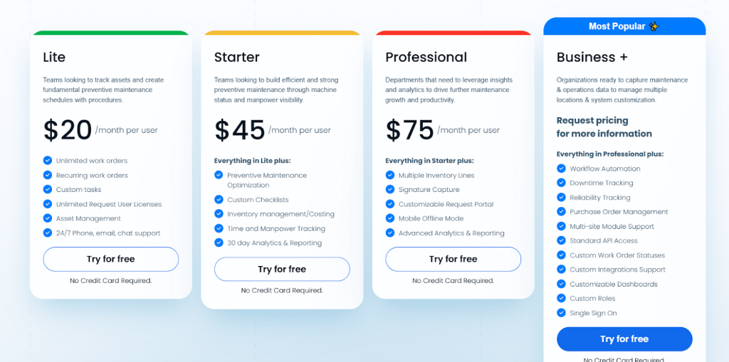 UpKeep pricing plans