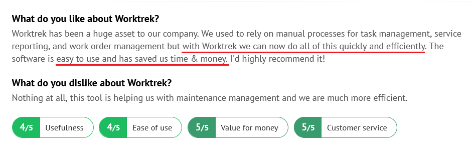 WorkTrek user review on Crozdesk