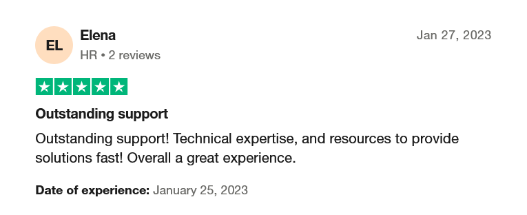 WorkTrek user review on Trustpilot