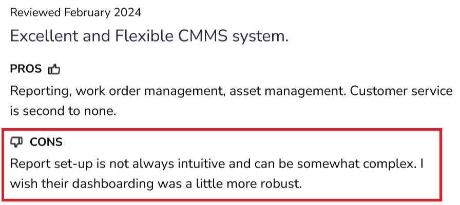 eMaint CMMS user review on Software Advice