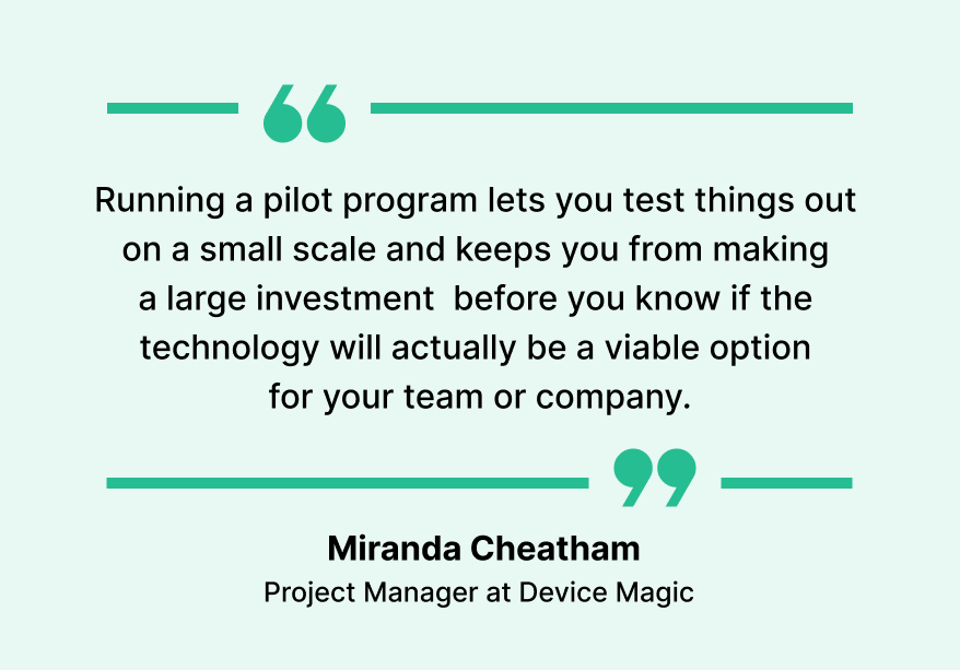 Qoute on running a pilot test