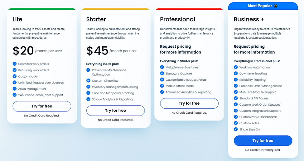 UpKeep pricing plans