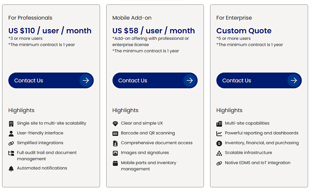 Accruent Maintenance Connection pricing plans