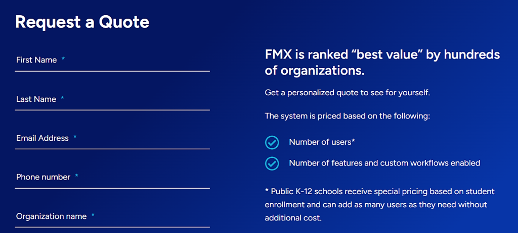 FMX dashboard
