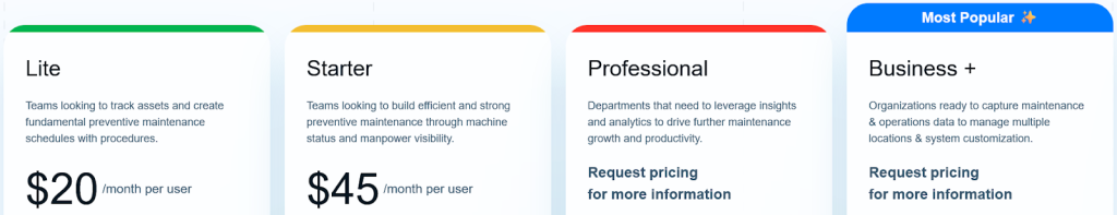 UpKeep pricing plans