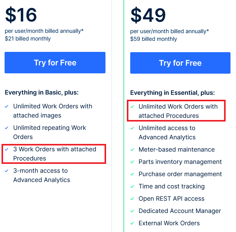 Maintain X pricing plans