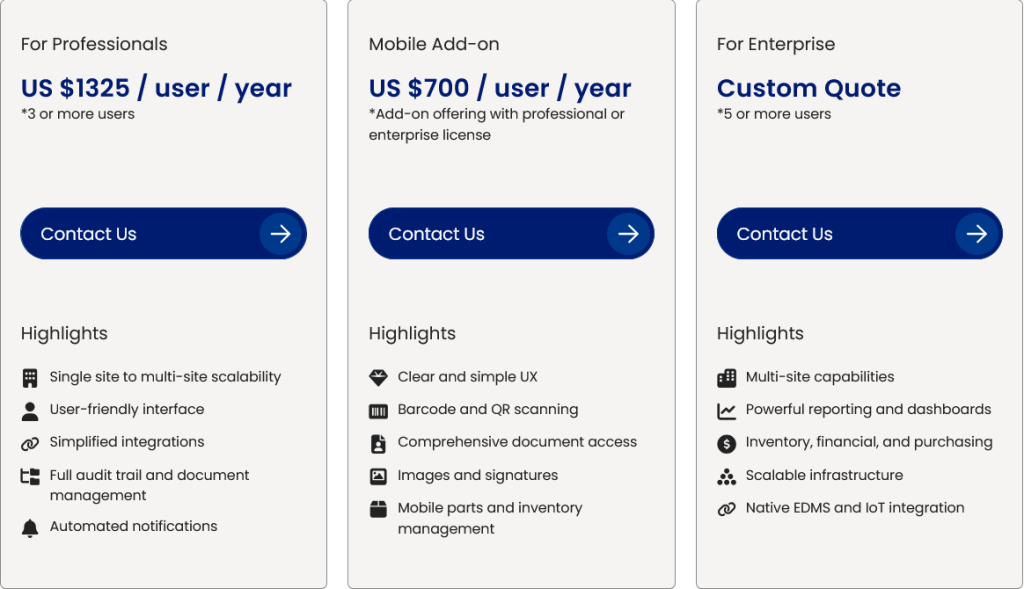 Maintenance Connection pricing plans
