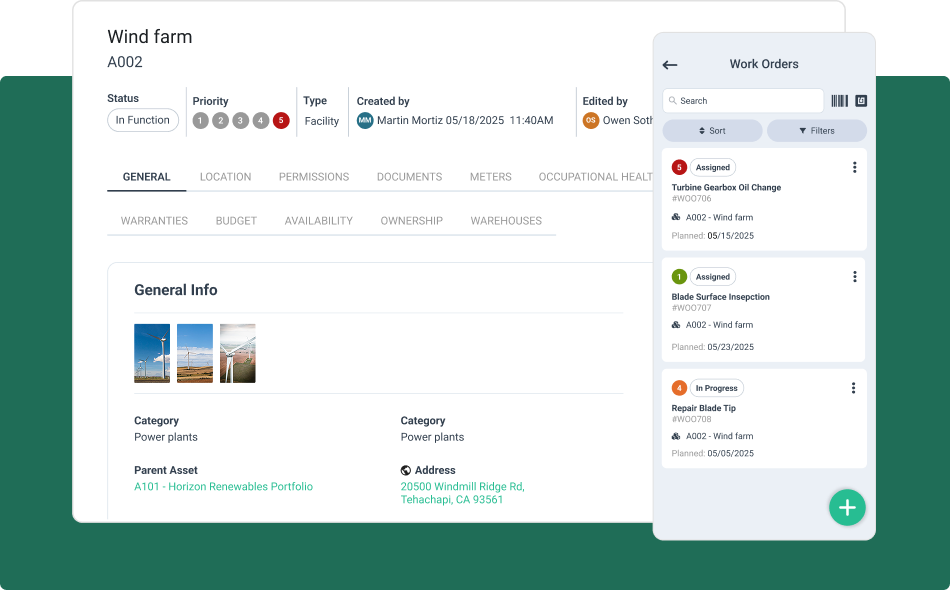Plant maintenance work orders