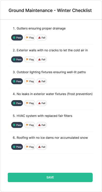 Winter ground maintenance checklist in WorkTrek mobile app