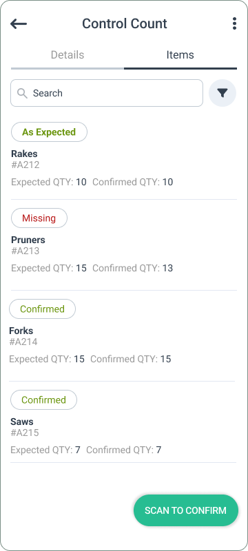 Gound maintenance tools control count in WorkTrek