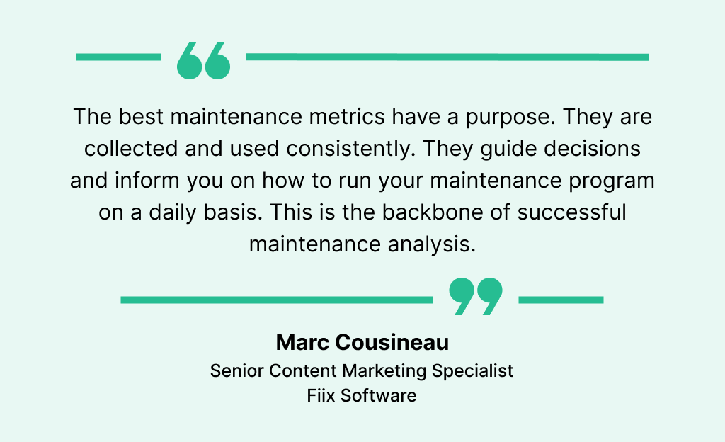 Quote on maintenance metrics