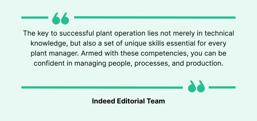 Quote on plant manager requirements