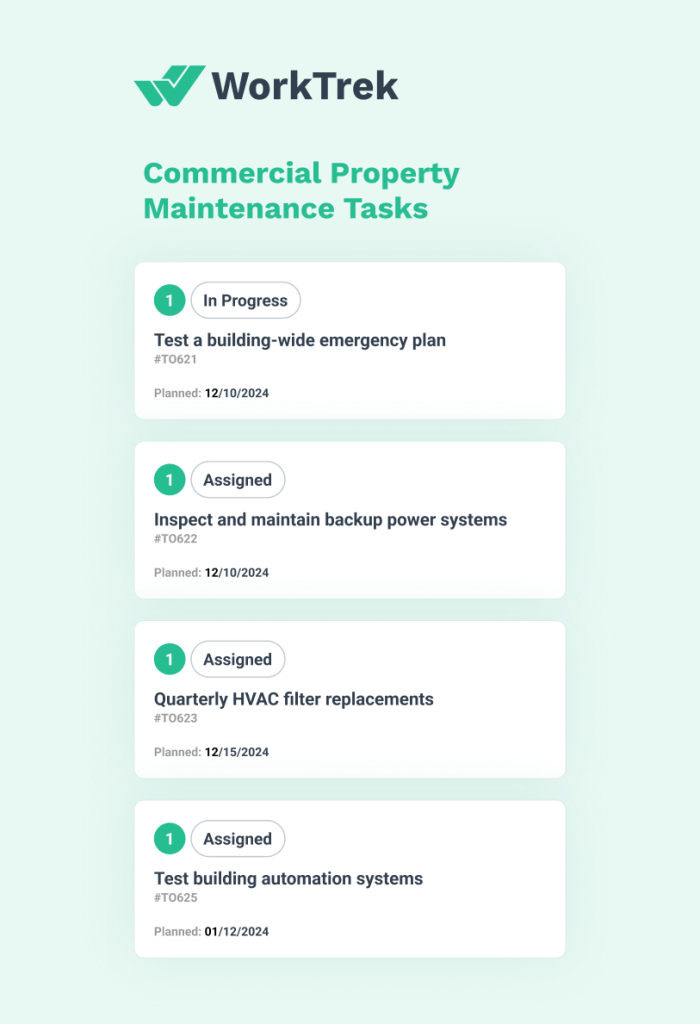 Commerical property maintenance tasks in WorkTrek