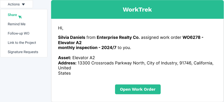 WorkTrek dashboard