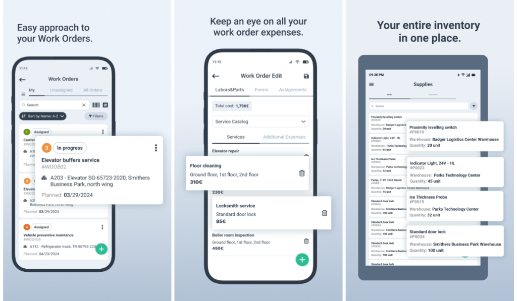 worktrek mobile app screenshots