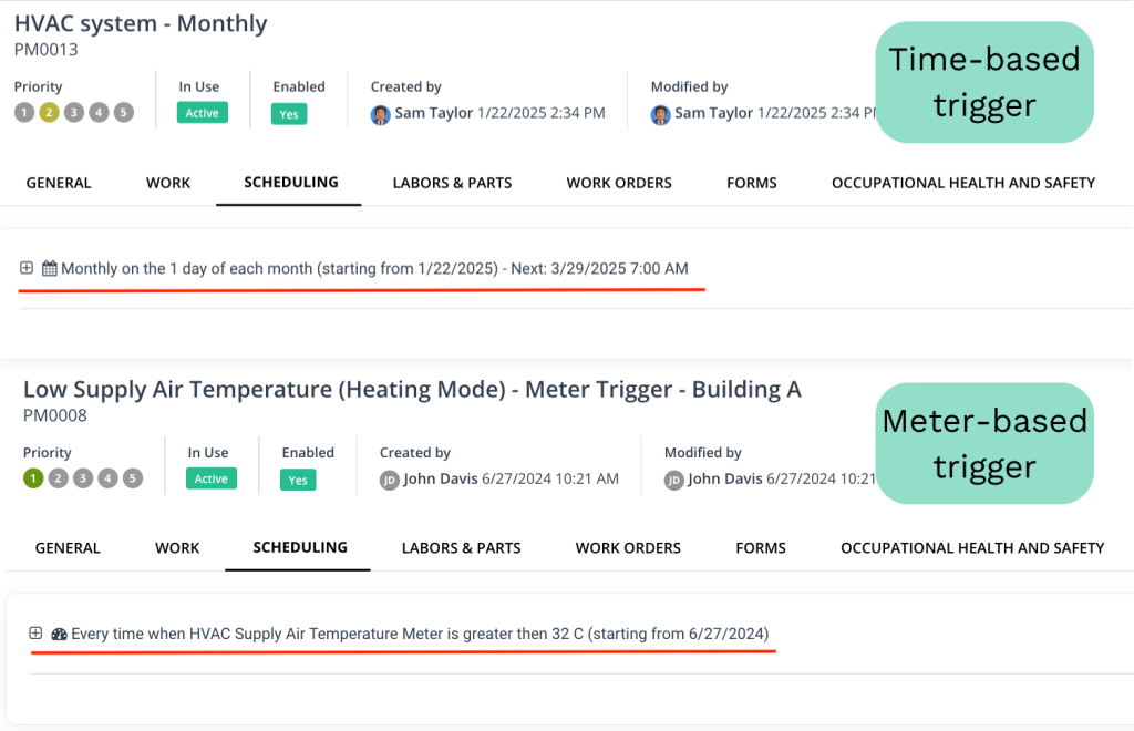 worktrek preventive maintenance scheduling screenshot